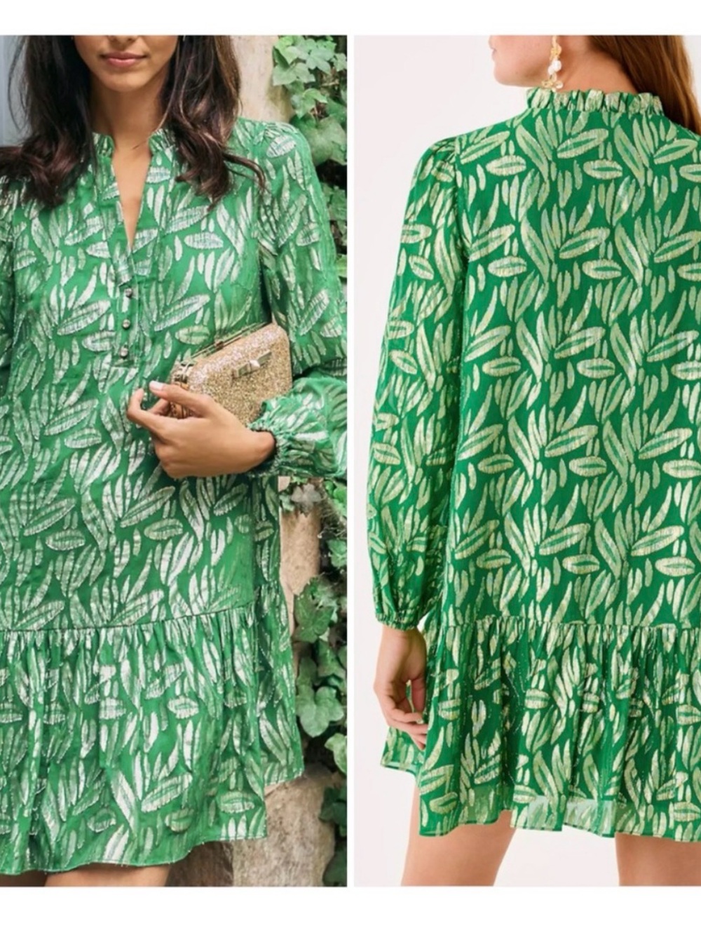 Lilly Pulitzer Green Leaf-Print Mini Dress